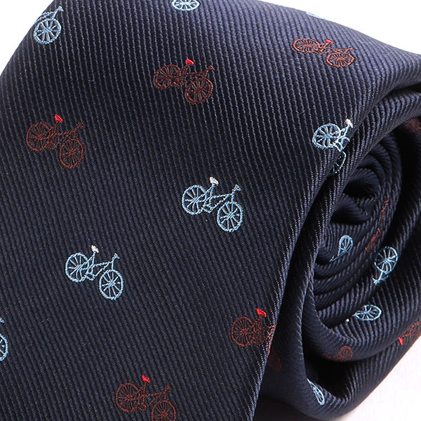 Blue Bicycle Pattern 7.5cm Ply Tie