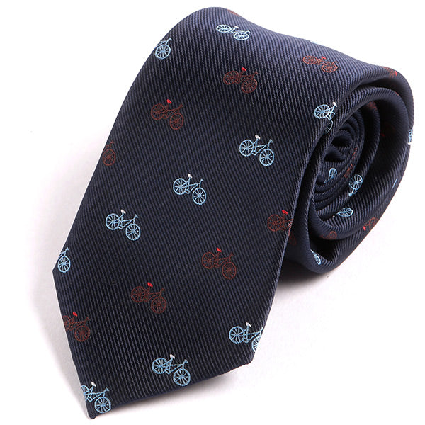 Blue Bicycle Pattern 7.5cm Ply Tie - Tie Doctor  