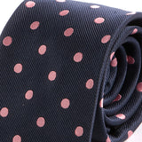 Navy Blue Tie with Pink Polka Dots