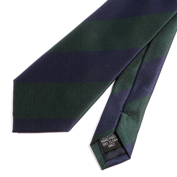 Navy Blue & Green Thick Stripe Tie