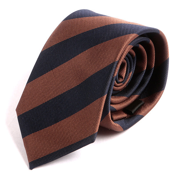 Brown & Navy Blue Slim Stripe Tie - Tie Doctor  