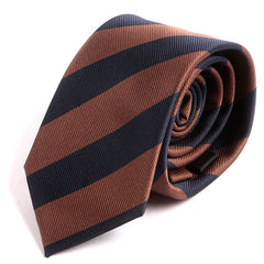 Brown & Navy Blue Slim Stripe Tie - Tie Doctor  