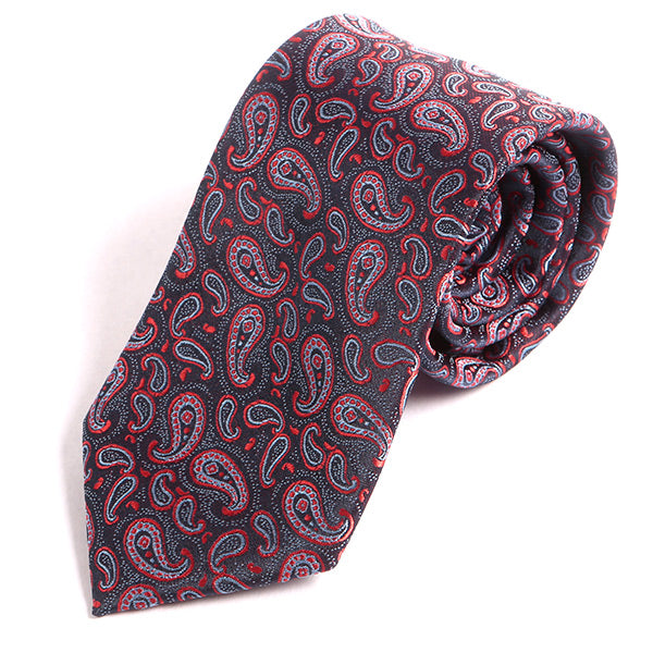 Black & Red Mini Paisley Print Tie