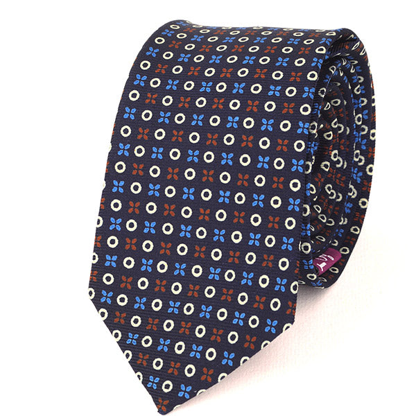 Navy Blue X & O Silk Slim Tie - Tie Doctor  