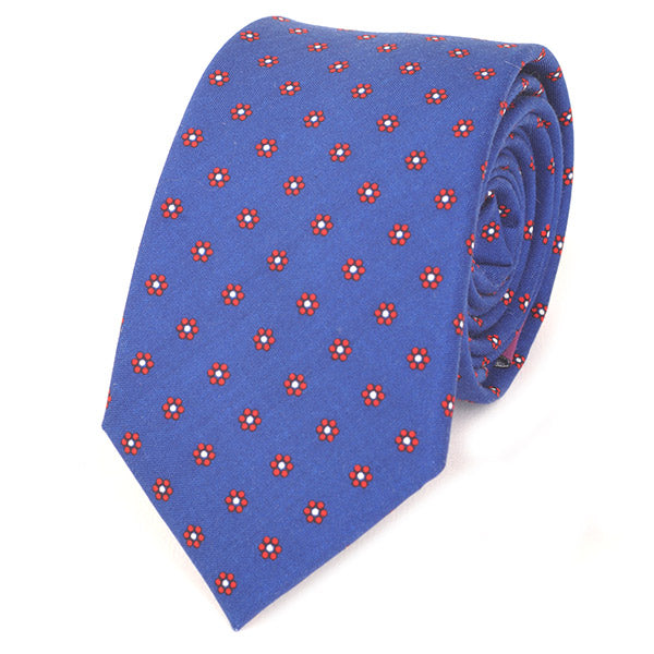 Blue Mini Circle Slim Cotton Tie - Tie Doctor  
