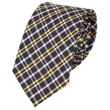 Navy Check Slim Silk Tie - Handmade Silk Wool And Knitted Ties by Tie Doctor