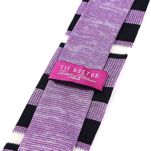 Moji Purple Stripe Silk Knitted Tie, One of One