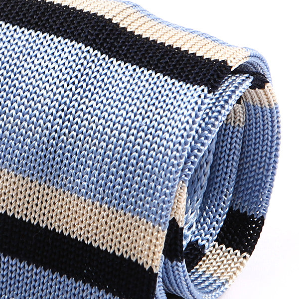Rori Light Blue Trio Striped Silk Knitted Tie 6cm