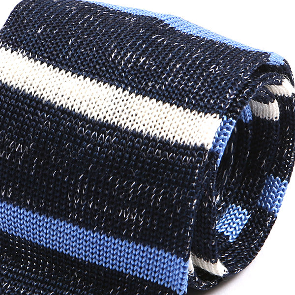 Jide Blue Marl Stripe Silk Knitted Tie, One of One