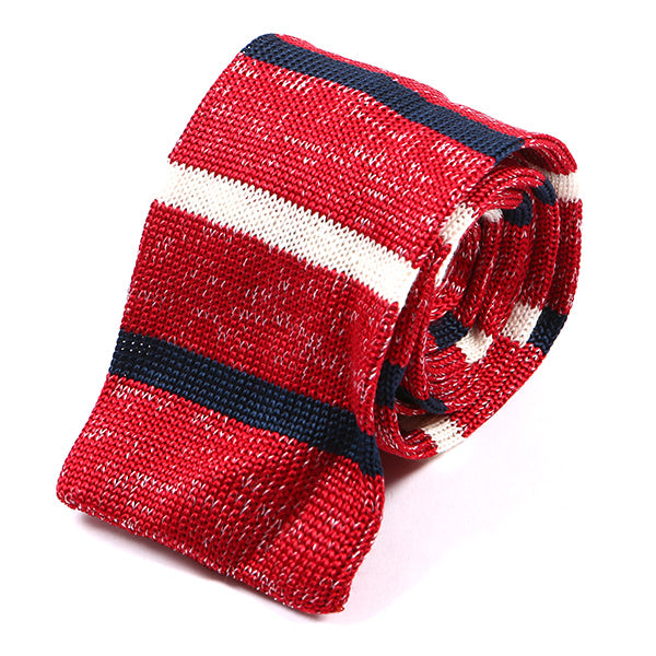 Jide Red Stripe Silk Knitted Tie, One of One