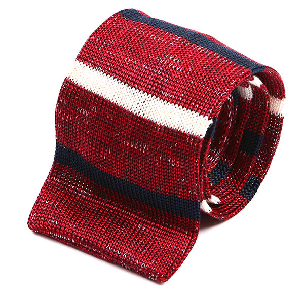 Jide Dark Red Stripe Silk Knitted Tie, One of One