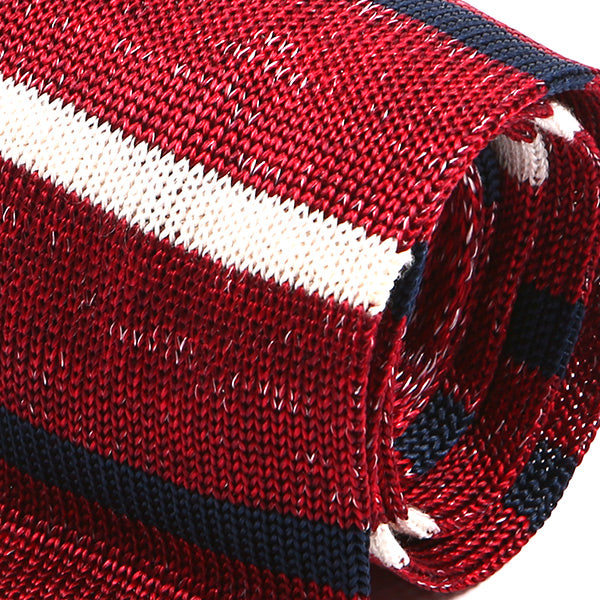 Jide Dark Red Stripe Silk Knitted Tie, One of One