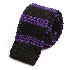 Dexter Purple & Black Striped Silk Knitted Tie 6cm - Tie Doctor  