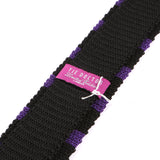 Dexter Purple & Black Striped Silk Knitted Tie 6cm