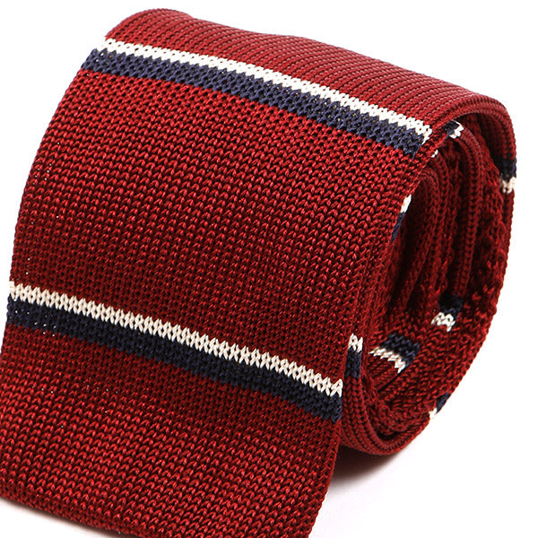 Burgundy Striped II Silk Knitted Tie