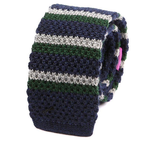 Navy Duo Knitted Wool Tie - Tie Doctor  