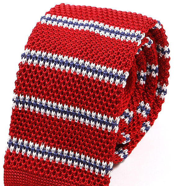 Red Stripe Silk Knitted Tie - Tie Doctor  