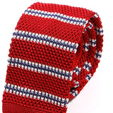 Red Stripe Silk Knitted Tie