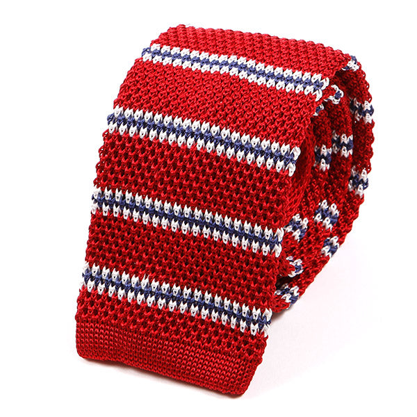 Red Stripe Silk Knitted Tie - Tie Doctor  