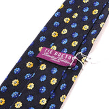 Navy Blue Dollis Floral Wide Silk Tie 9cm