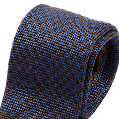 Brooks Blue & Brown Silk Knitted Tie - Tie Doctor  
