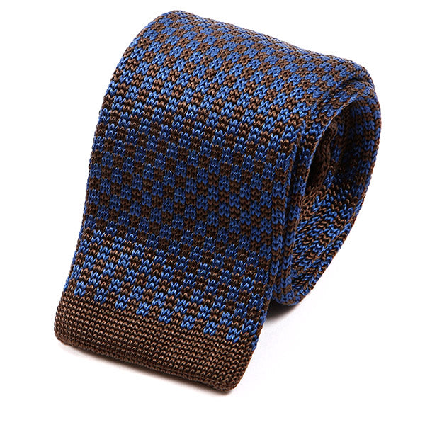 Brooks Blue & Brown Silk Knitted Tie - Tie Doctor  