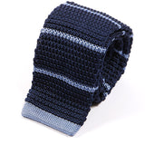 Blue Stripe Silk Knitted Tie