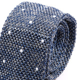 Denim Blue Polka Dot Silk Knitted Tie