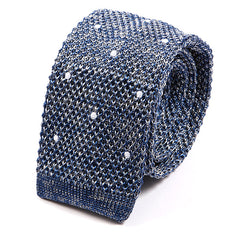 Denim Blue Polka Dot Silk Knitted Tie - Tie Doctor  