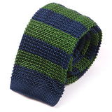 Dexter Green & Blue Striped Silk Knitted Tie 6cm