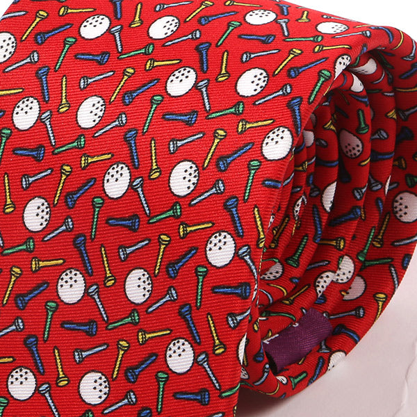 Red Golf Ball & Tees Silk Tie 7cm - Tie Doctor  