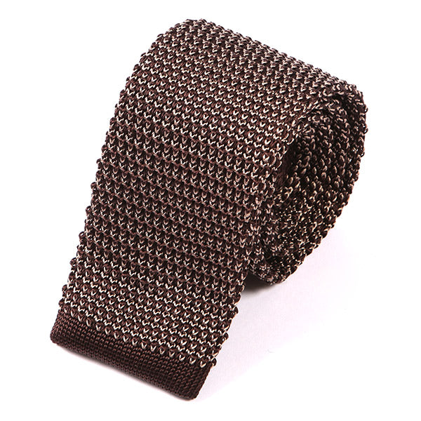 Chocolate Brown Star Silk Knitted Tie 6cm