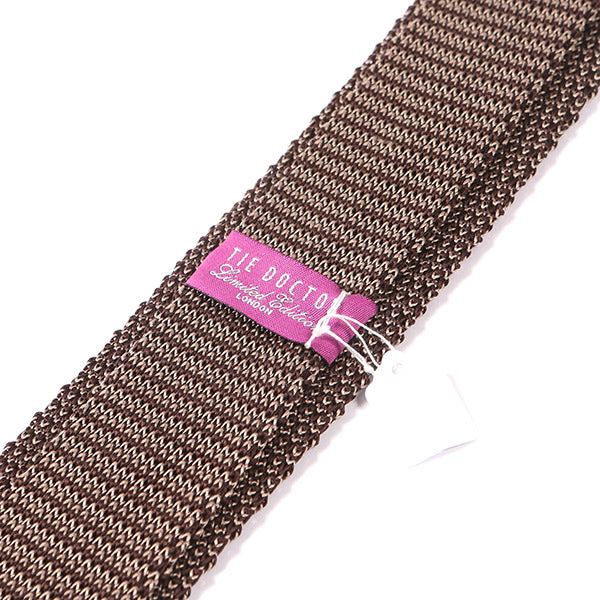 Chocolate Brown Star Silk Knitted Tie 6cm