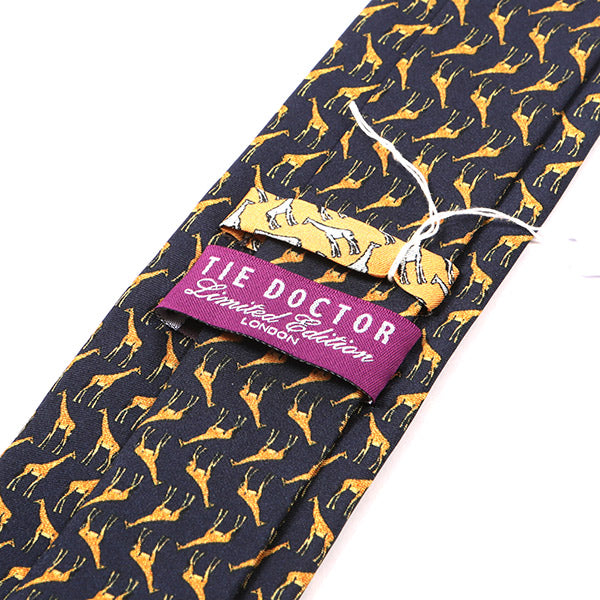 Navy Blue Giraffe Print Silk Tie 7cm