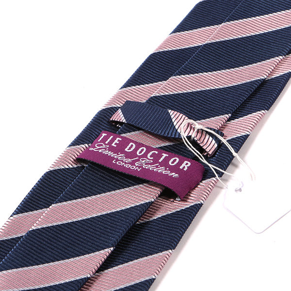 Pink & Blue Striped Silk Tie 8cm