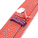 Salmon Pink Flagstick Golf Print Silk Tie 7.5cm