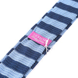 Dexter Blue Striped Silk Knitted Tie 6cm