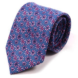 Light Blue & Pink Leaves Print Silk Tie 7.5cm