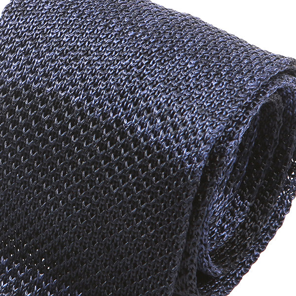 Blue Duo Block Silk Pointed Knitted Tie