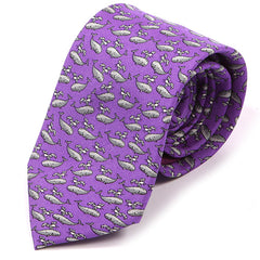 Purple Whale Print Silk Tie 7.5cm - Tie Doctor  
