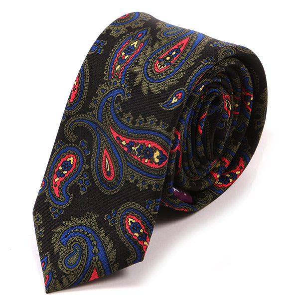 Black & Green Vintage Paisley Slim Silk Tie 6cm - Tie Doctor  