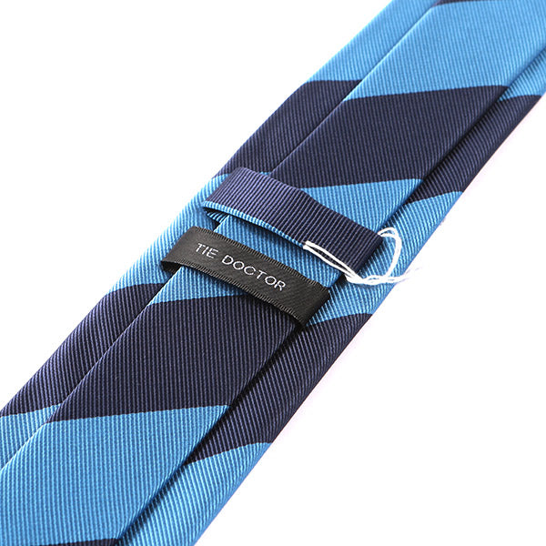 Navy Blue Duo Thick Stripe Tie 7.5cm - Tie Doctor  