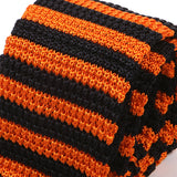 Orange & Navy Blue Striped Silk Knitted Tie 6.5cm