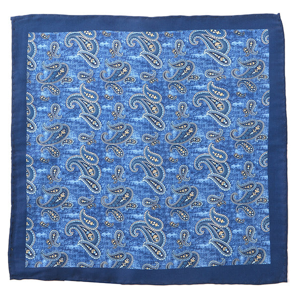 Paisley Blue Marl Pocket Square - Tie Doctor  