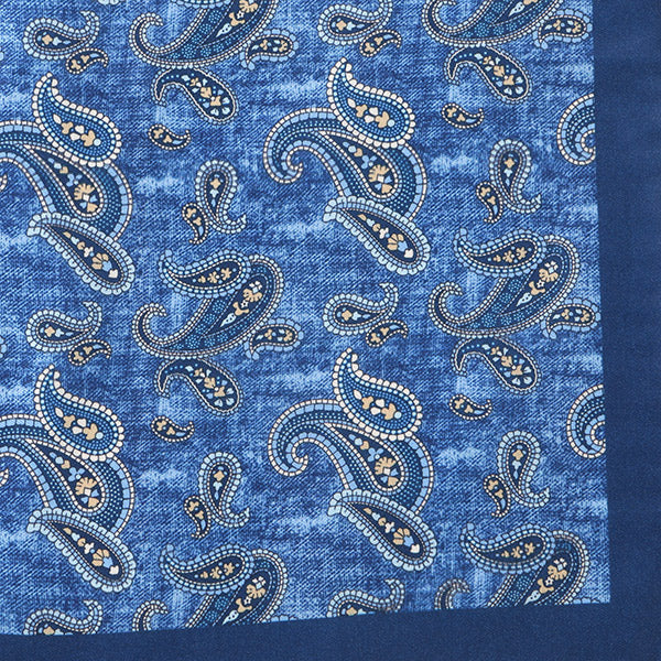 Paisley Blue Marl Pocket Square - Tie Doctor  