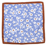 Blue & Brown Trim Floral Pocket Square