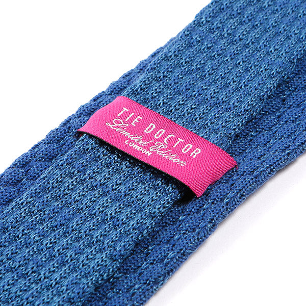 Blue Raised Pointed Knitted Wool Tie | One of One