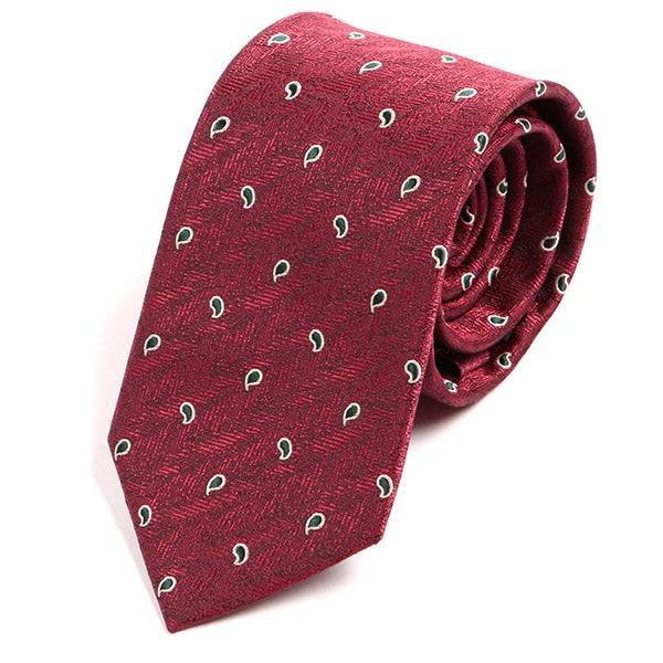 Red Paisley 7cm Slim Tie