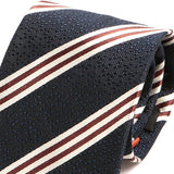 Navy And Red Trio Striped Silk Necktie