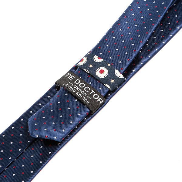 Navy Blue Polka Dot Skinny Tie